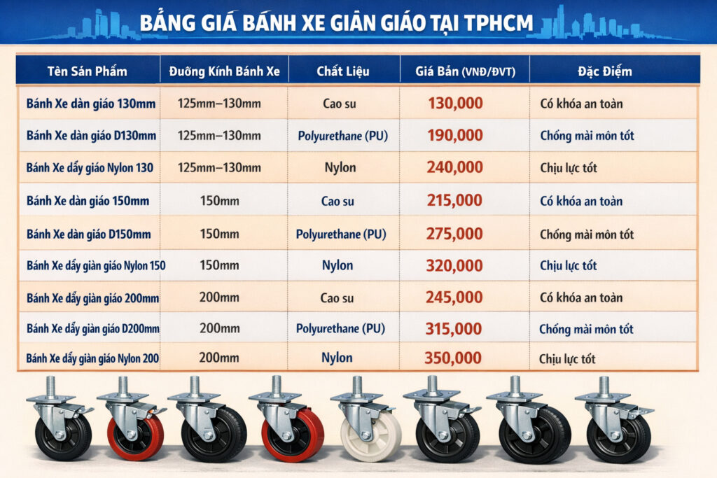 bảng giá bánh xe giàn giáo